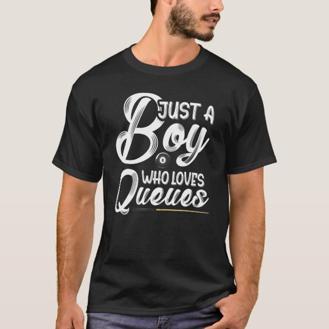 Camiseta Mens Apenas Um Menino Que Adora Filas Billard Pisc (Frente)