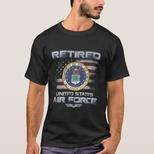 Camiseta Mens aposentados da Força Aérea Americana Veteran  (Frente)