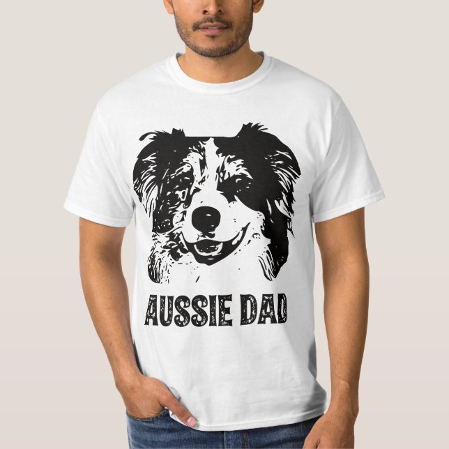 Camiseta Mens Aussie Dad - Australian Shepherd Dog Dad  (Frente)
