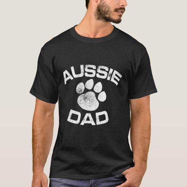 Camiseta Mens Aussie Pai Australiano Shepherd Canine (Frente)