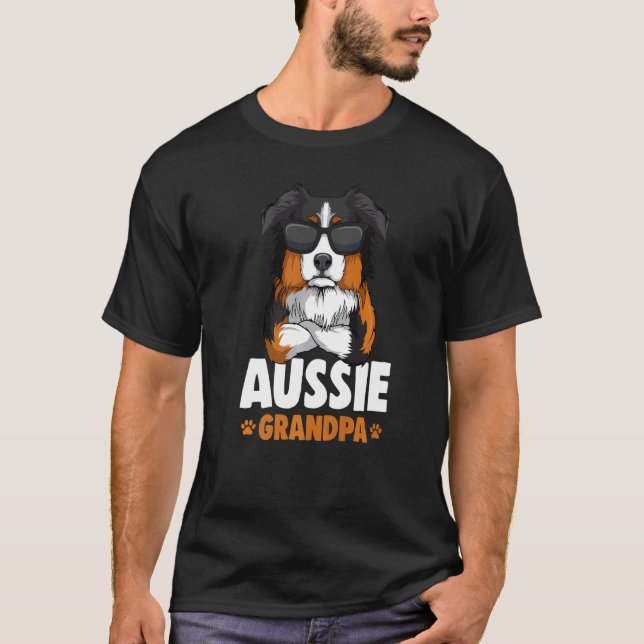 Camiseta Mens Australian Shepherd Aussie Grandpa Dog Premiu (Frente)