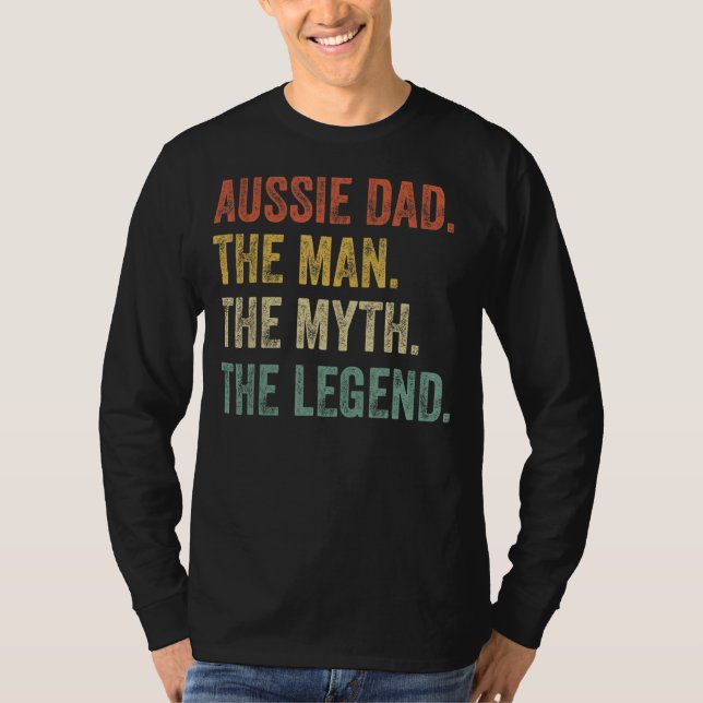 Camiseta Mens Australiano Shepherd Aussie Pai The Man Myth (Frente)
