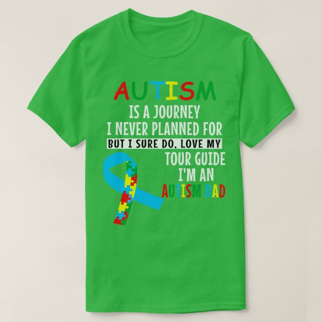 Camiseta Mens Autism Pai Autism É Uma Viagem Autismo Awaren (Frente do Design)