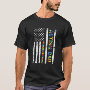 Camiseta Mens Autismo Pai Afetou Pais de Bandeira Americano