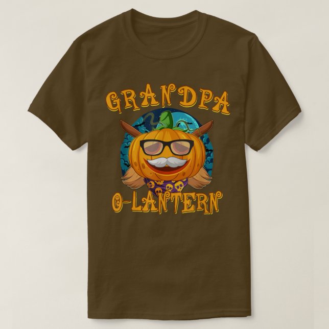 Camiseta Mens Avô Halloween Costume Jack O Lanterna (Frente do Design)