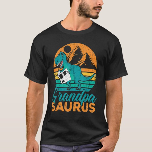 Camiseta Mens Avô Saurus Rex Dinossaur Avô Matar (Frente)