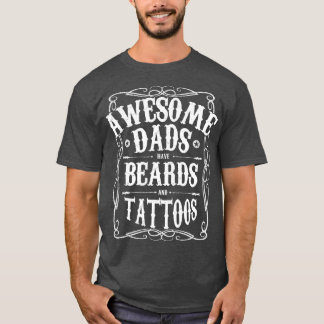 Camiseta Mens Awesome Dads Have Beards And Tattoos Funny  G