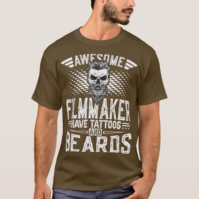 Camiseta Mens Awesome Filmmaker Have Tattoos And Beards - (Frente)