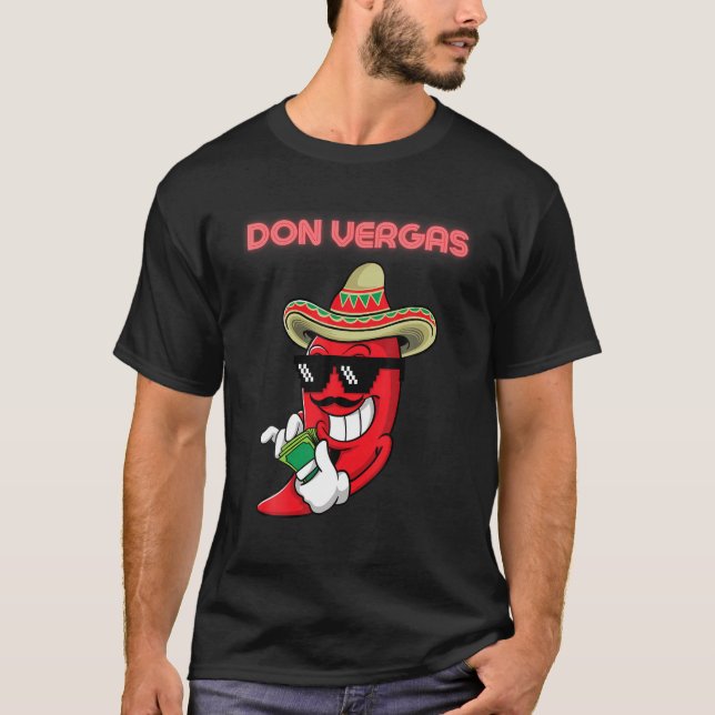 Camiseta Mens Badass Red Hot Chilli Pepper Don Vergas T Shi (Frente)