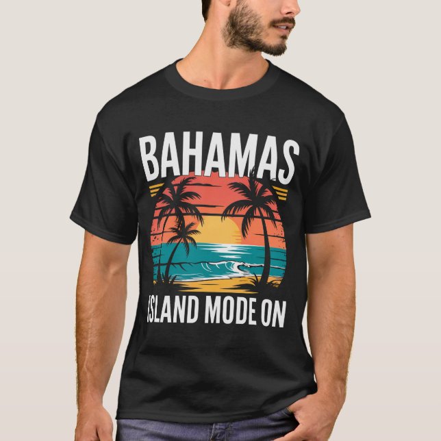 Camiseta MENS BAHAMAS TSHIRT Island Mode On Summer Beach (Frente)