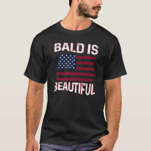 Camiseta Mens Bald É Uma Linda Bandeira Americana Patriótic