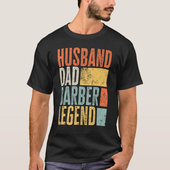 Camiseta Mens Barber Husband Pai Legendário Cortador Melhor (Frente)