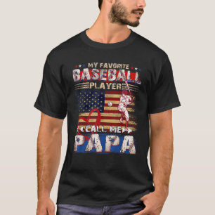 Camiseta Mens Baseball Pai Minha Chamada Favorita De Jogado