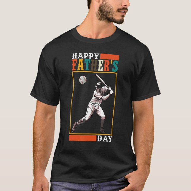 Camiseta Mens Baseball Player Happy Father s Day (Frente)