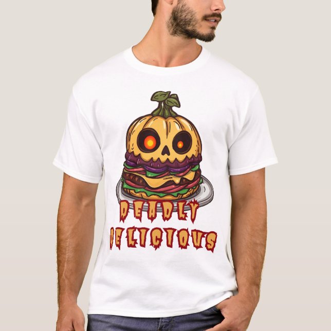 Camiseta Men's Basic T-Shirt Halloween Pumpkin Burger (Frente)