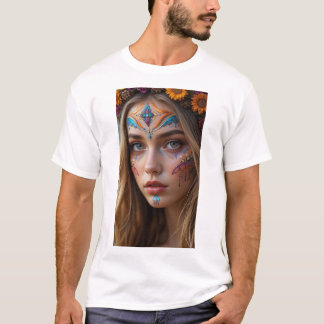 Camiseta Men's basic t-shirt with a beautiful bohemian girl