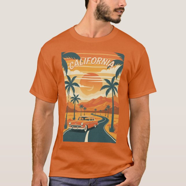 Camiseta Men's Basic T-ShirtRetro California Travel Poster  (Frente)