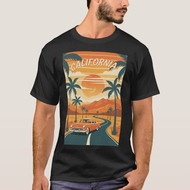 Camiseta Men's Basic T-ShirtRetro California Travel Poster  (Frente)