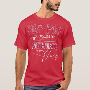 Camiseta Mens Bass Pesca Pop Pop Nome Pesca Meu Jogo