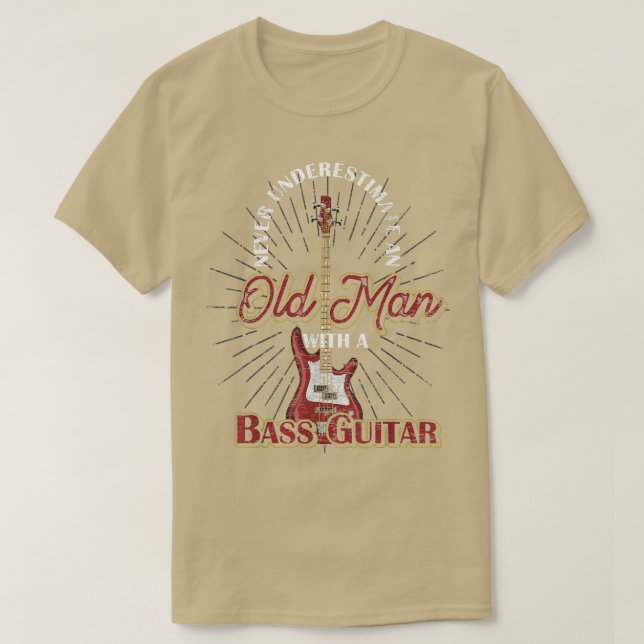 Camiseta Mens Bassista Nunca Subestima Um Velho Com Um (Frente do Design)
