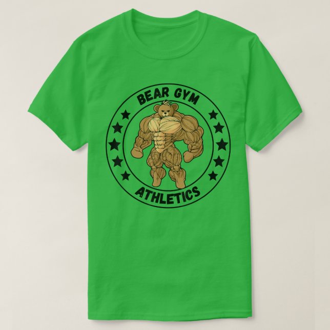 Camiseta Mens Bear Gym Athm, ginástica de construção de bas (Frente do Design)