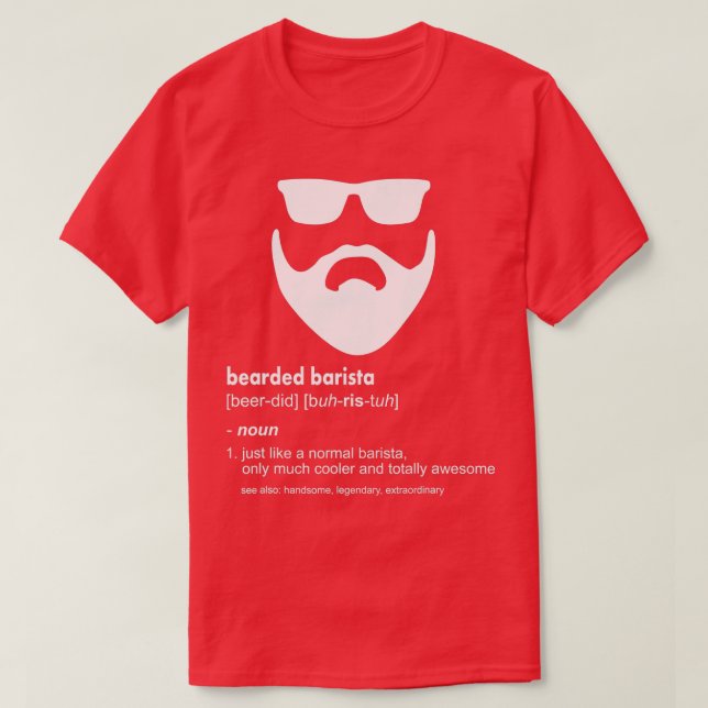 Camiseta Mens Bearded Barista  Funny Barista Beard Joke Bar (Frente do Design)