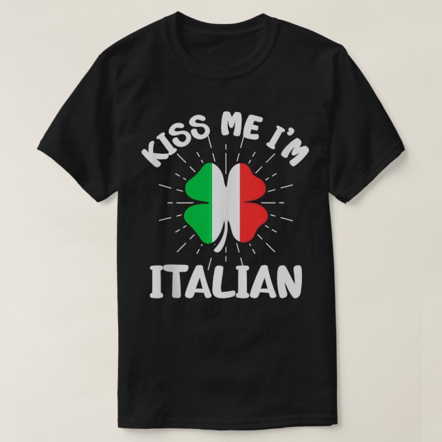 Camiseta Mens Beija-Me Im Italiano Dia de São Patrício 1 (Frente do Design)