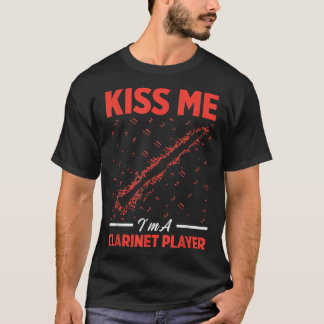 Camiseta Mens Beija-Me Sou Um Jogador Clarinet Funny Clarin