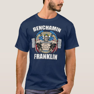 Camiseta Mens Benchamin Franklin Patriótico Gainz Workout G