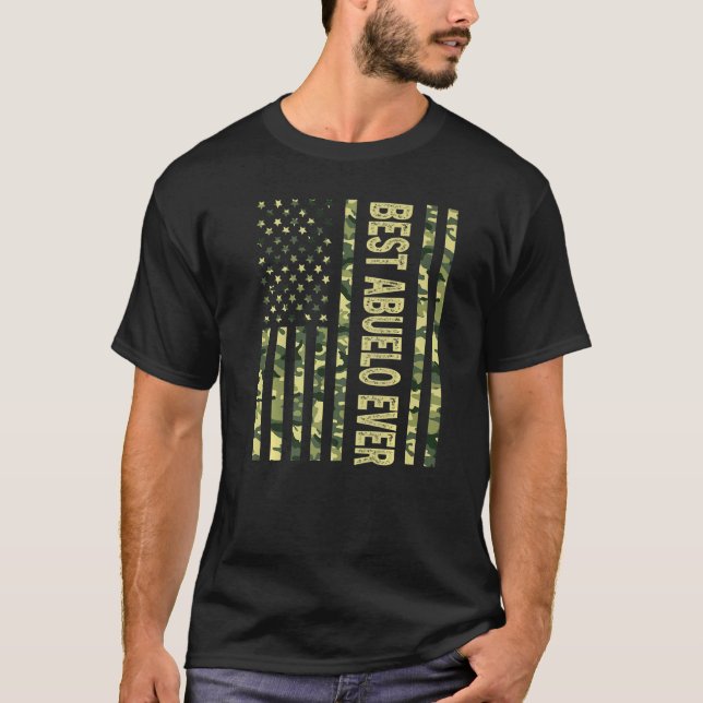 Camiseta Mens Best Abuelo Ever USA Bandeira Americana Avô F (Frente)
