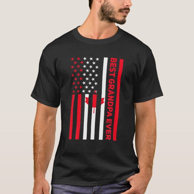 Camiseta Mens Best Avô Ever Canada American Flag Canadi (Frente)