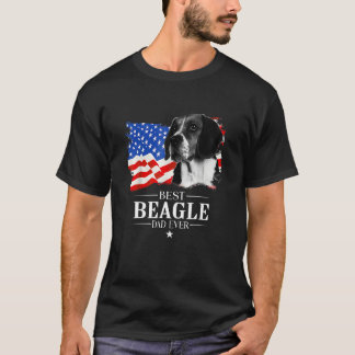 Camiseta Mens Best Beagle Dad Ever American Flag Father s D