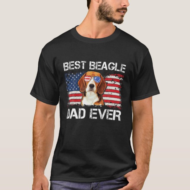 Camiseta Mens Best Beagle Pai Nunca Pais De Bandeiras Ameri (Frente)