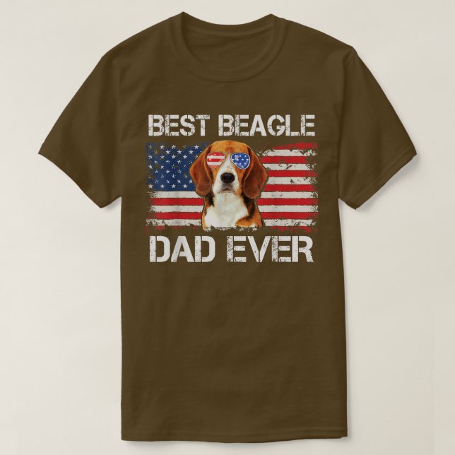 Camiseta Mens Best Beagle Pai Nunca Pais De Bandeiras Ameri (Frente do Design)