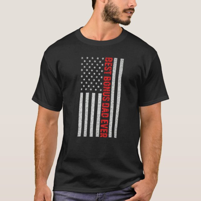 Camiseta Mens Best Bonus Dad Ever US American Flag (Frente)