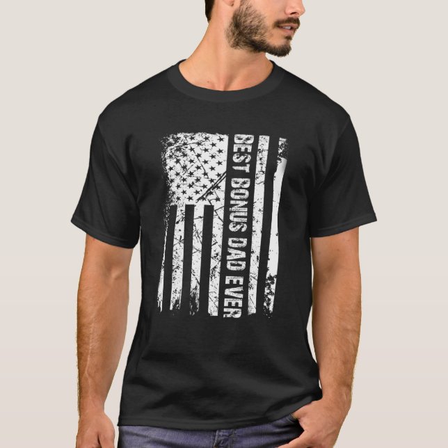 Camiseta Mens Best Bonus Pai Alguma Bandeira Americana Da P (Frente)
