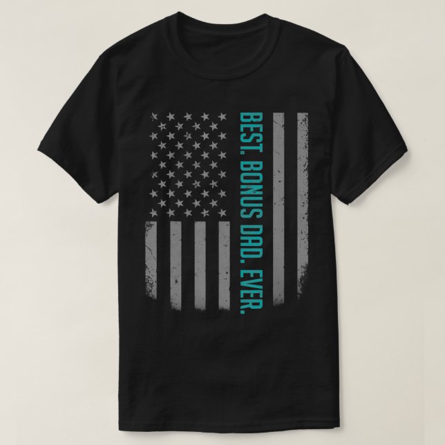 Camiseta Mens Best Bonus Pai Ever American Flag Gift For F (Frente do Design)