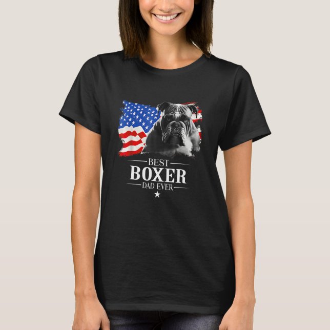 Camiseta Mens Best Boxer Dad Ever American Flag Father s Da (Frente)