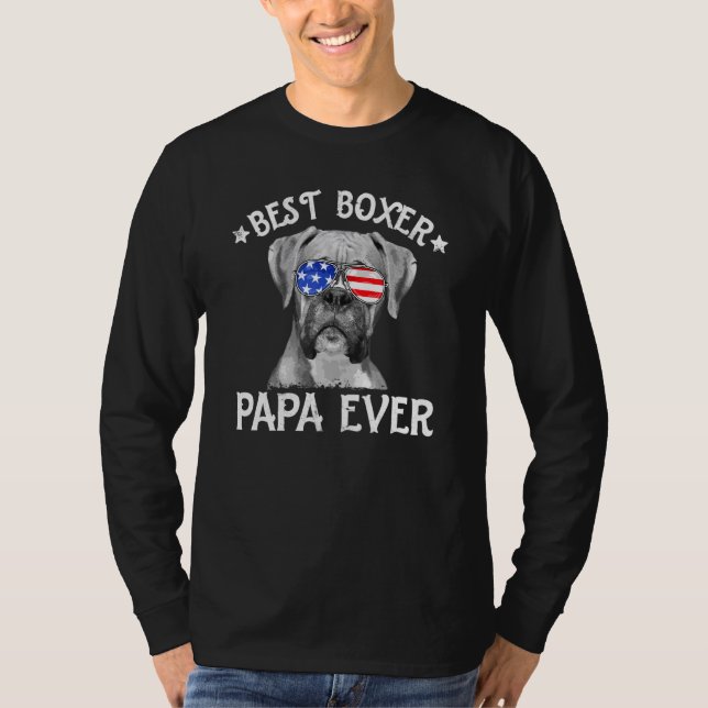 Camiseta Mens Best Boxer Papa Ever American Flag Dog Pai 4t (Frente)