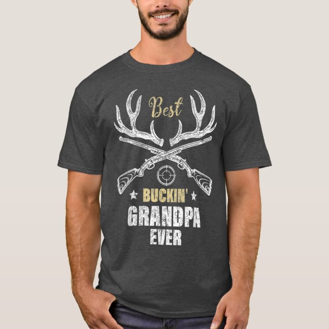 Camiseta Mens Best Buckin Avô Ever Deer Hunters Gift (Frente)
