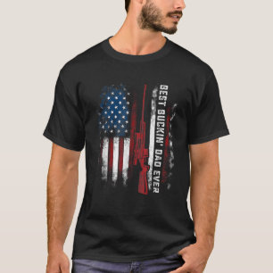 Camiseta Mens Best Buckin Pai Alguma Vez Flag American Deer