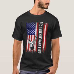 Camiseta Mens Best Buckin Papa Ever Deer Hunting Bucking Fa