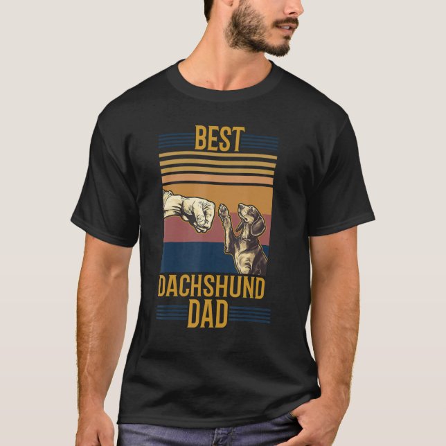 Camiseta Mens Best Dachshund Dad Doxie Weiner Wiener Dog Fa (Frente)