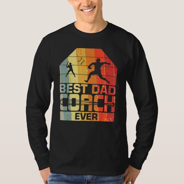 Camiseta Mens Best Dad Coach Ever  Baseball  Father s day (Frente)