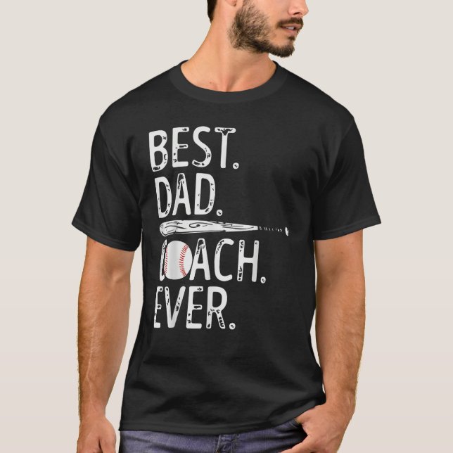 Camiseta Mens Best Dad Coach Ever Baseball Patriotic For Fa (Frente)
