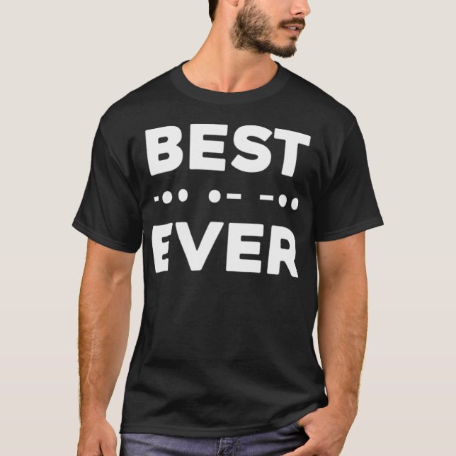 Camiseta Mens Best Dad Ever Morse Code Shirt Fathers Day (Frente)