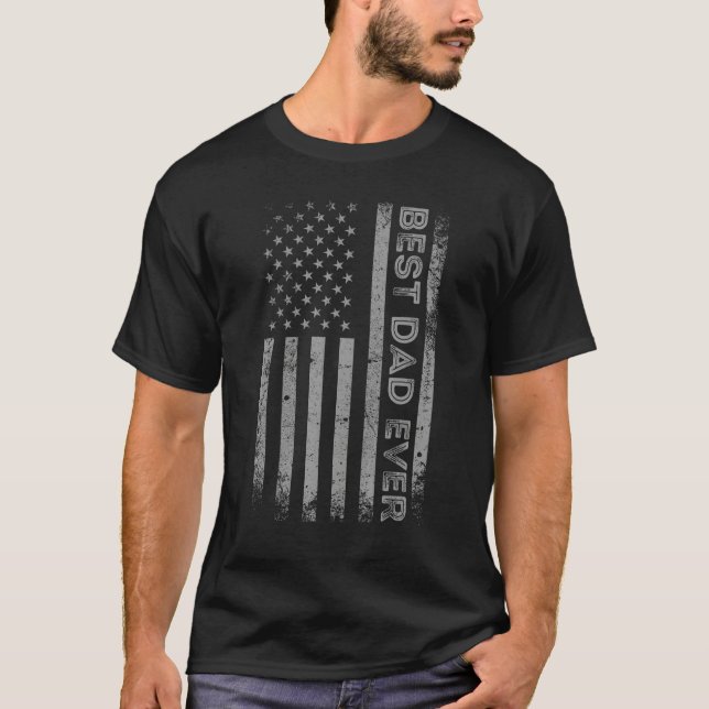 Camiseta Mens Best Dad Ever With US American Flag Fathers D (Frente)