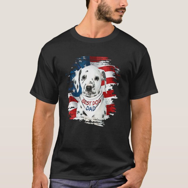 Camiseta Mens Best Dalmatian Dad Ever American Flag Dog Fat (Frente)