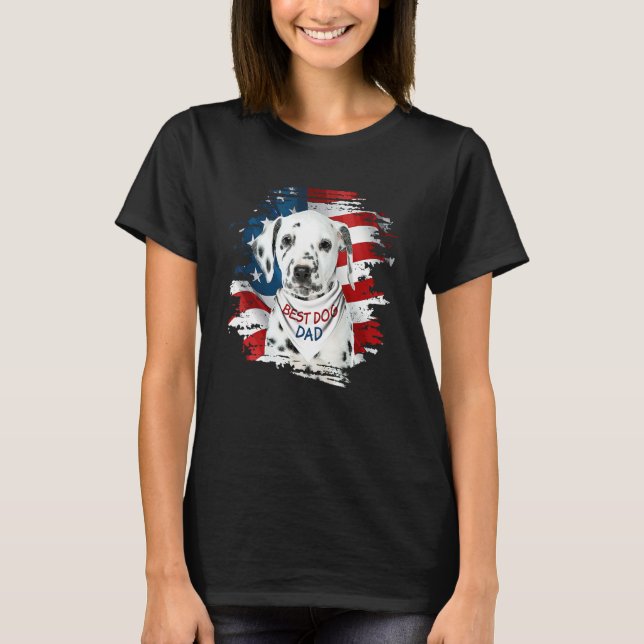 Camiseta Mens Best Dalmatian Dad Ever American Flag Dog Fat (Frente)