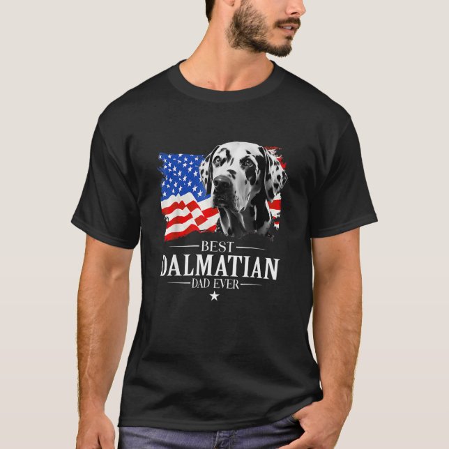 Camiseta Mens Best Dalmatian Dad Ever American Flag Father  (Frente)